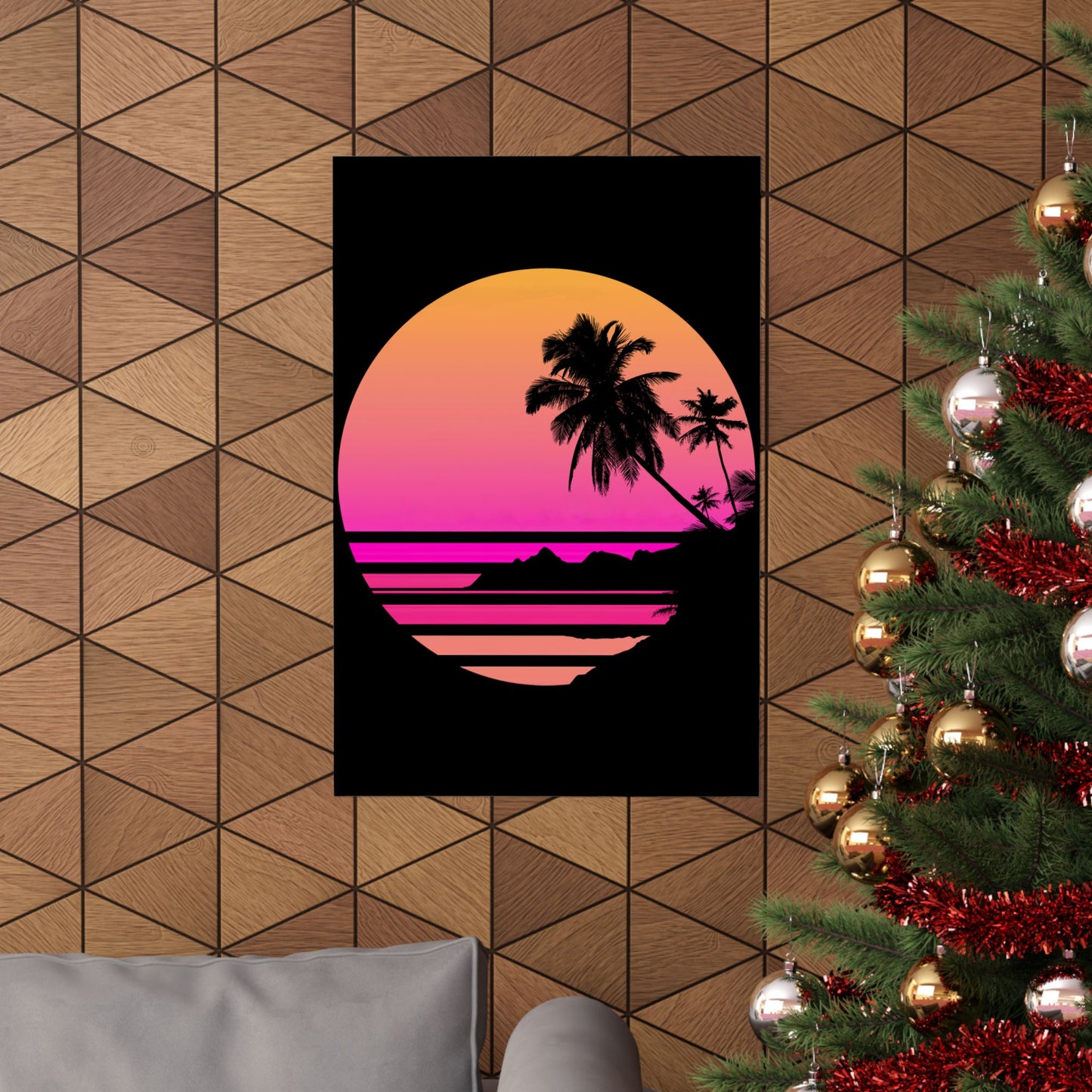 Palm Tree Shirt Tropical Beach Vintage Retro Style 70S 80S - Wall Art
