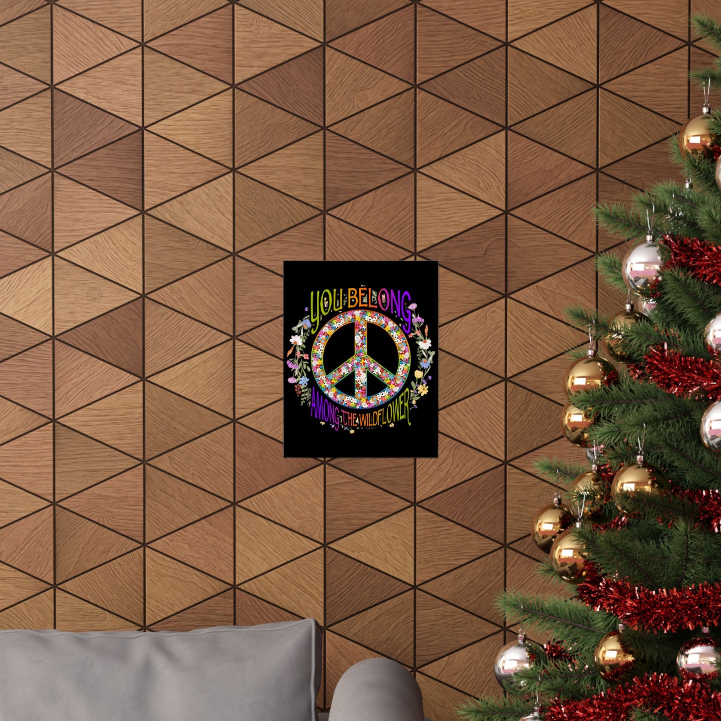 You Belong Among The Wildflower Hippie Peace Symbol - Wall Art