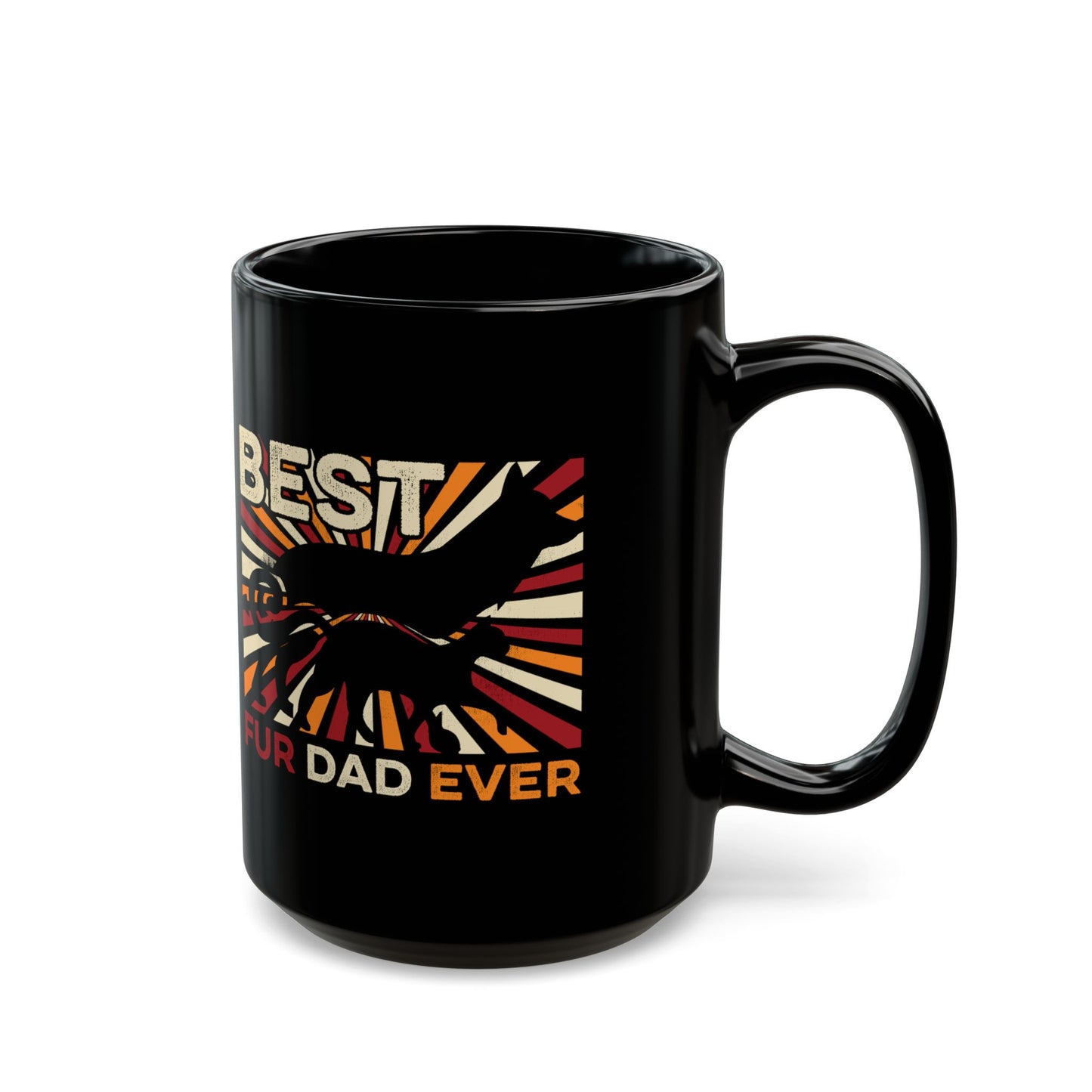 Funny Best Fur Dad Ever Vintage Retro Dog And Cat Owner - Black Mug