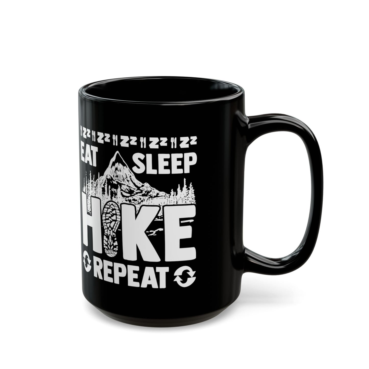 Eat Sleep Hike Repeat Shirt Funny Hiker Mountain Nature - Black Mug