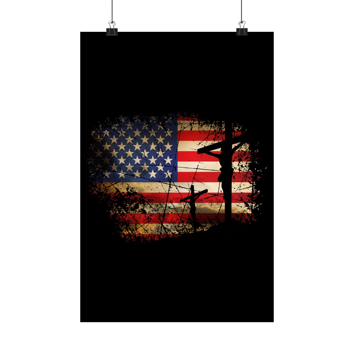 Cross Christ American Flag Pride Hand Christian Lover Gift - Wall Art