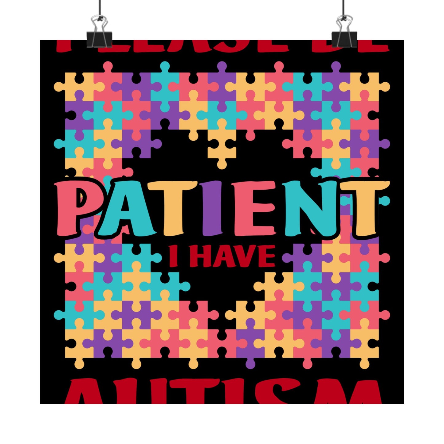 Please Be Patient I Have Autism Puzzle Hand Gift - Wall Art