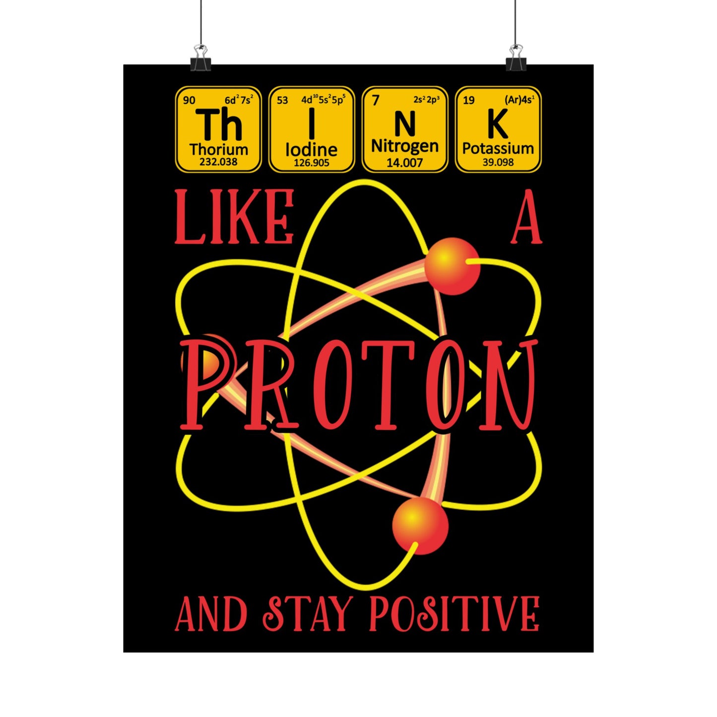 Think Like A Proton And Stay Positive Funny Science - Wall Art