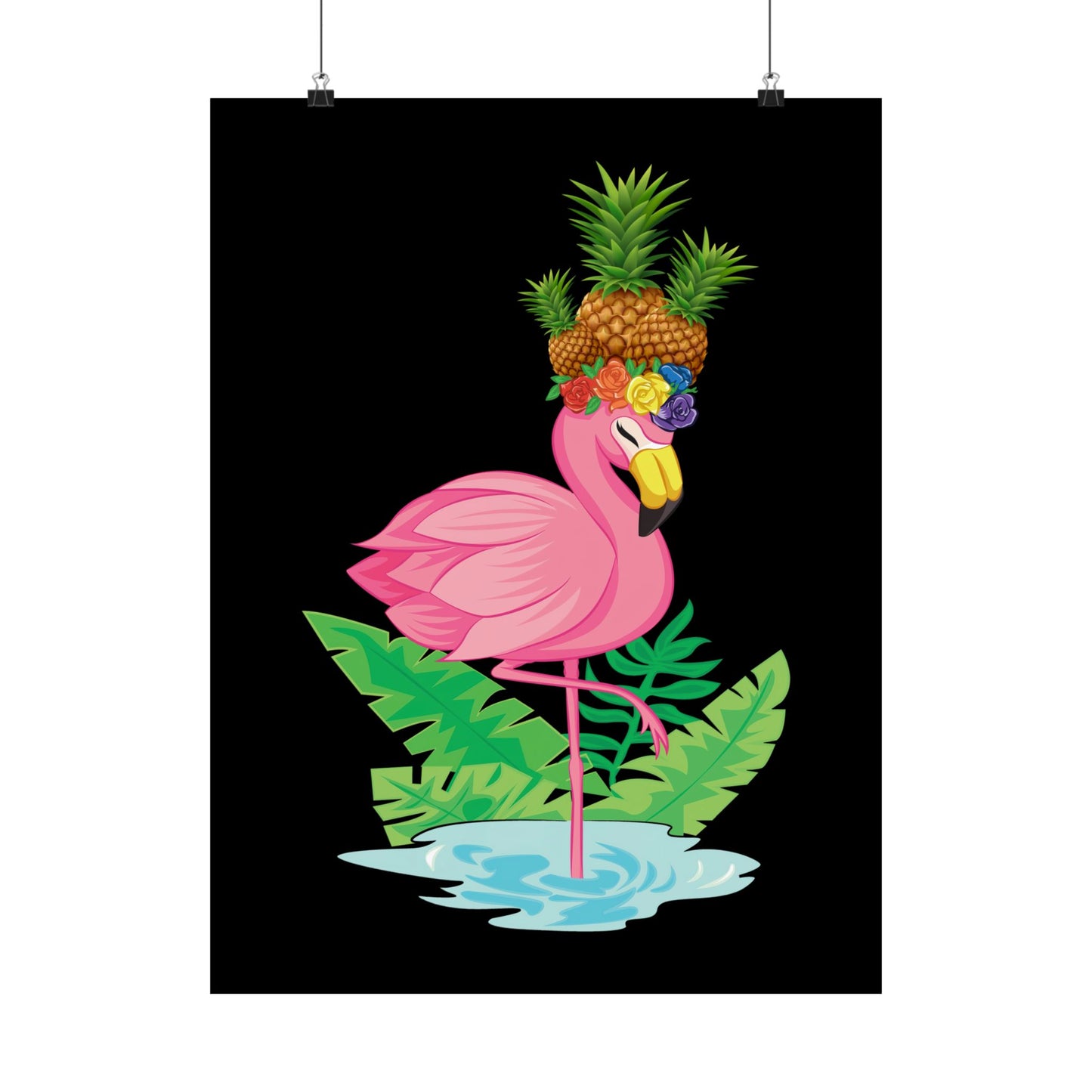 Funny Flamingo Pineapple Pun Lover Gift Pine Mingo - Wall Art
