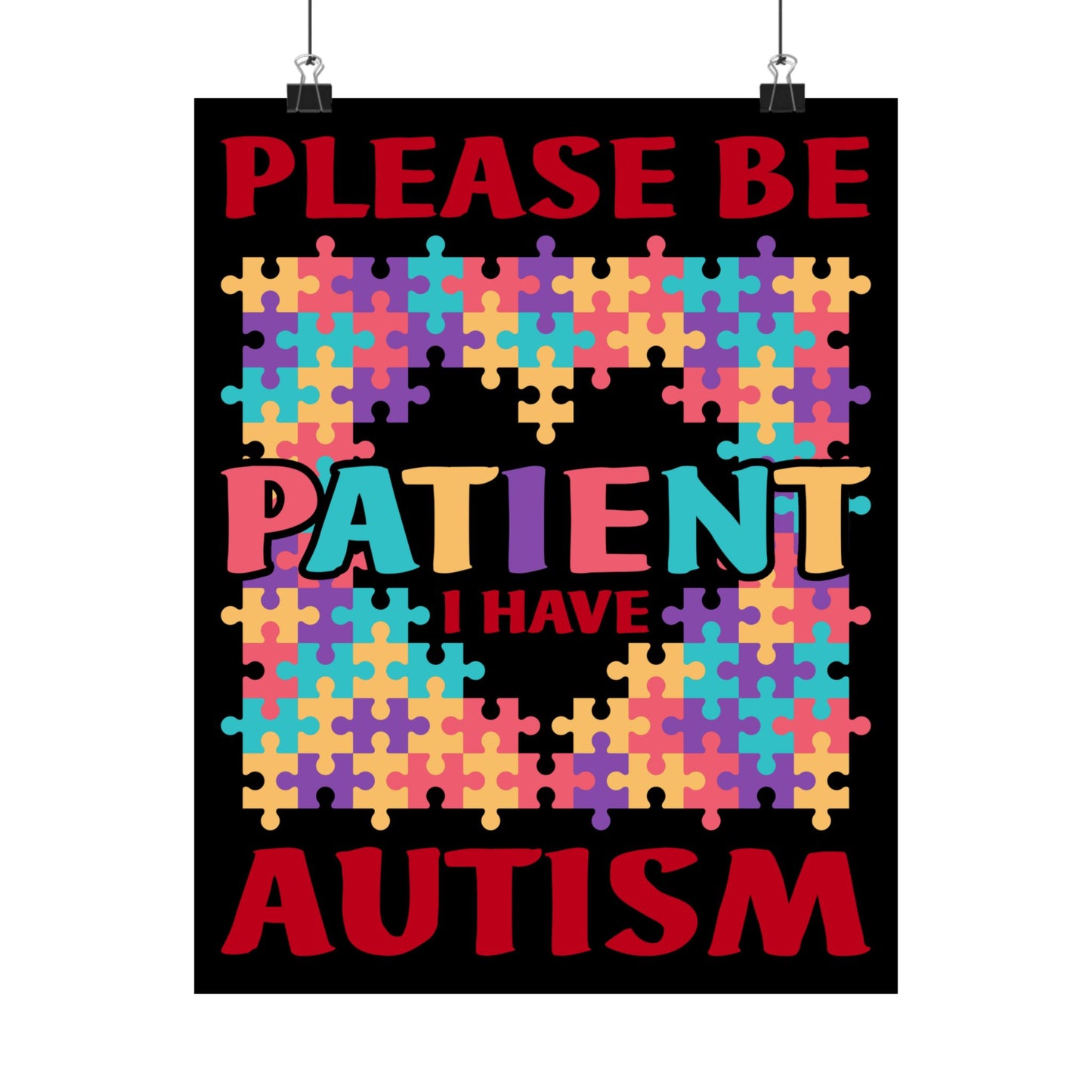 Please Be Patient I Have Autism Puzzle Hand Gift - Wall Art