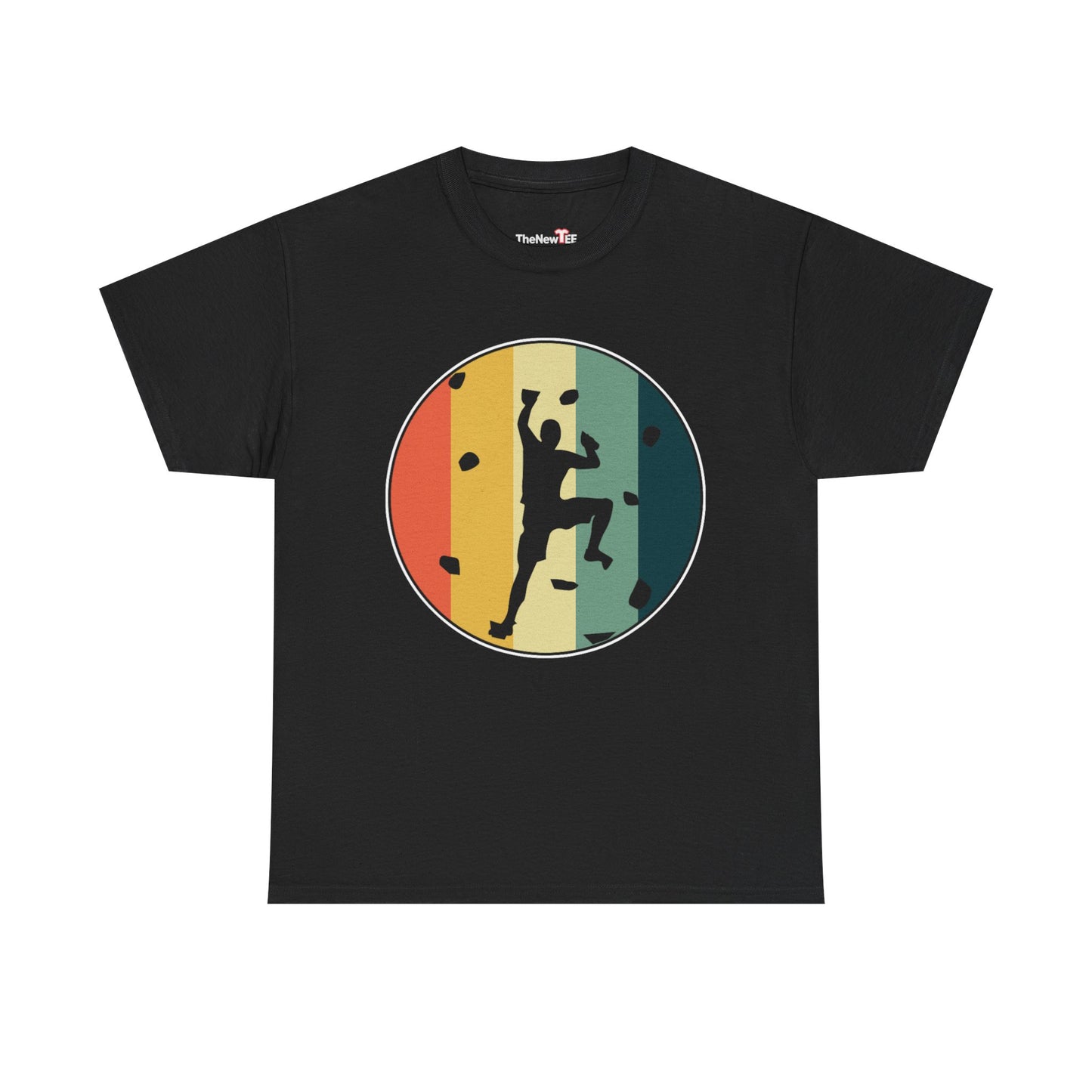 Rock Climbing T-Shirt — Retro Stripe Bouldering Silhouette Tee