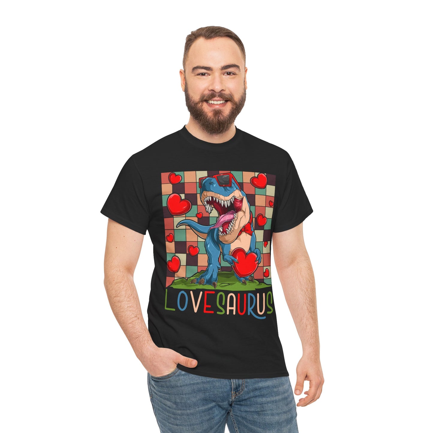Valentines Day Dinosaur Lovesaurus Hearts - Unisex Graphic T-Shirt