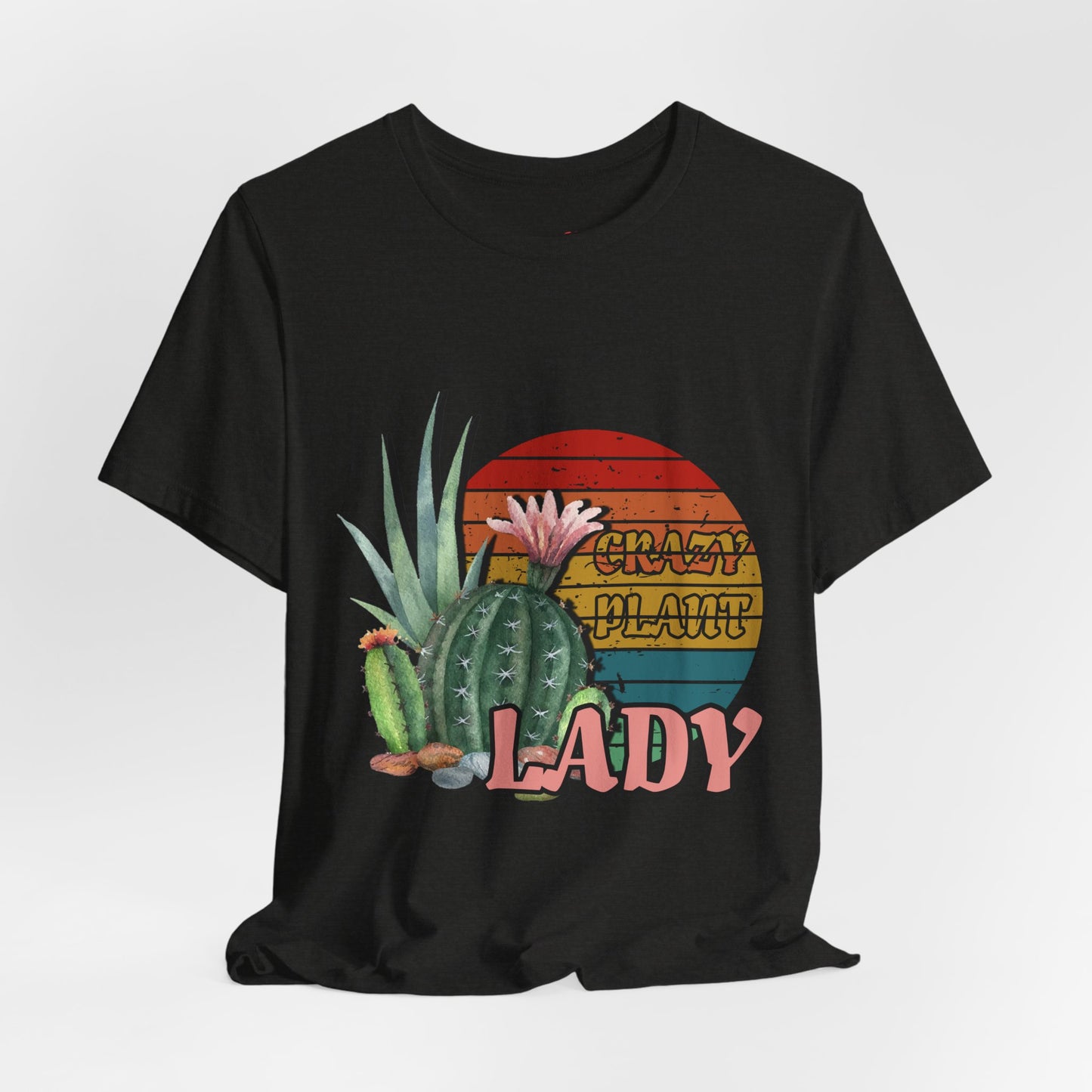 Crazy Plant Lady Cactus Retro Sunset Plant Lover T-Shirt