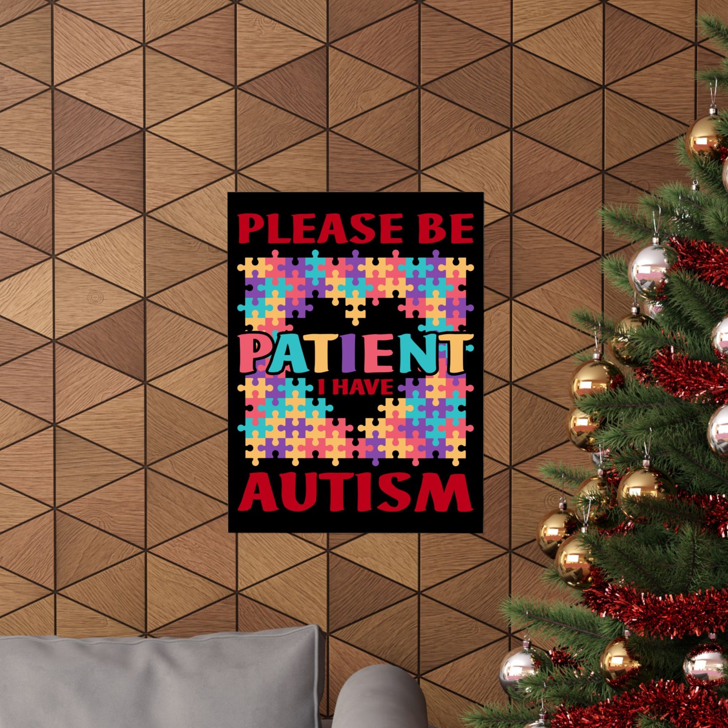 Please Be Patient I Have Autism Puzzle Hand Gift - Wall Art