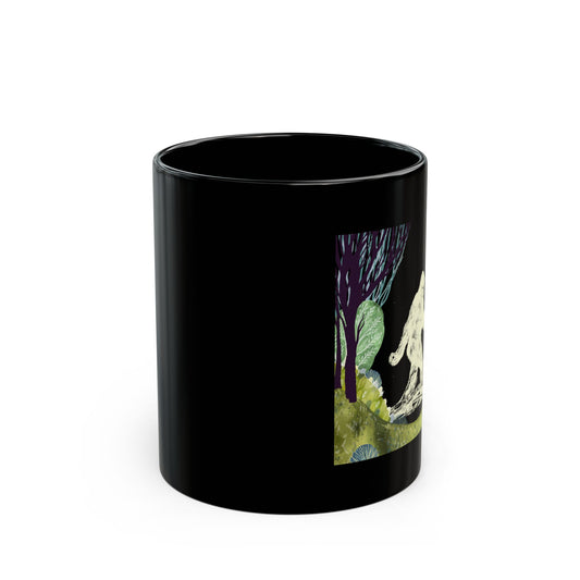 Bigfoot In The Forest Hiding At Night Full Moon Trees Nature - Black Mug