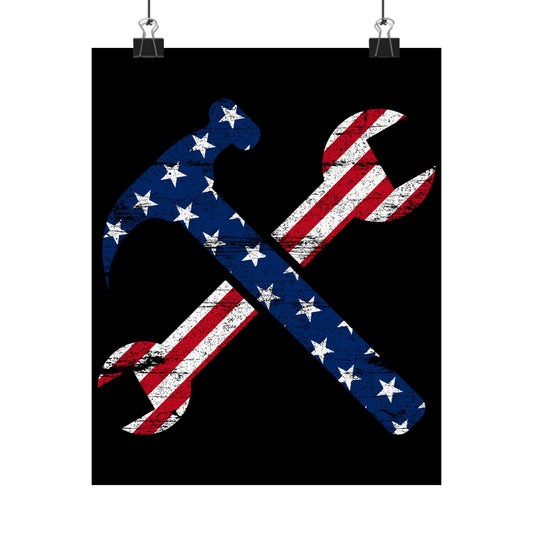American Flag Ironworker And Tools - Wall Art