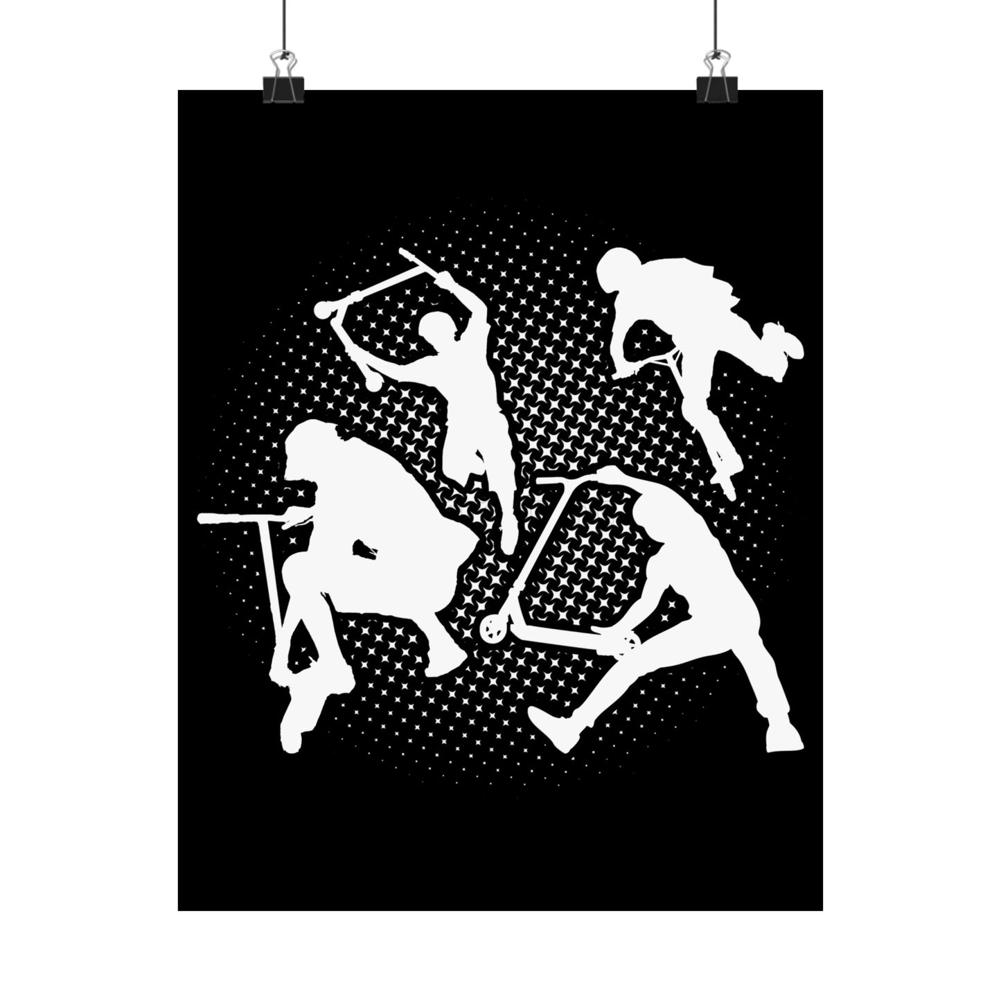Scooter Stunt Silhouette Matte Poster — Extreme Freestyle Scooter Wall Art