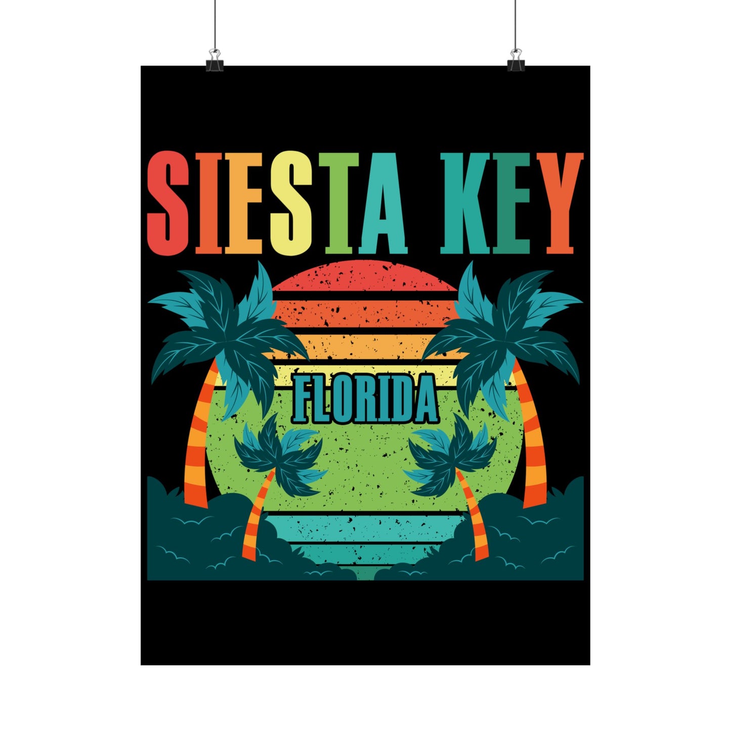 Siesta Key Beach Florida Fl Vintage Vaporwave Retro 80S - Wall Art
