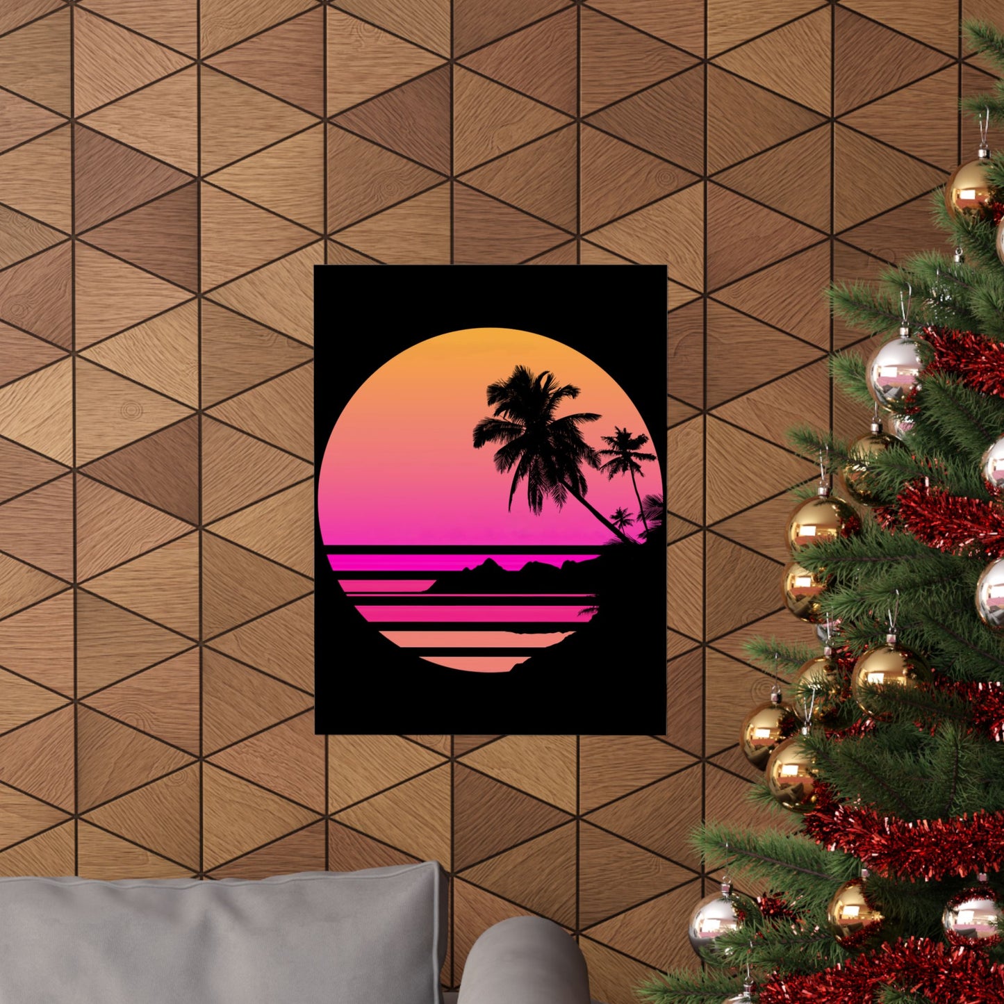 Palm Tree Shirt Tropical Beach Vintage Retro Style 70S 80S - Wall Art