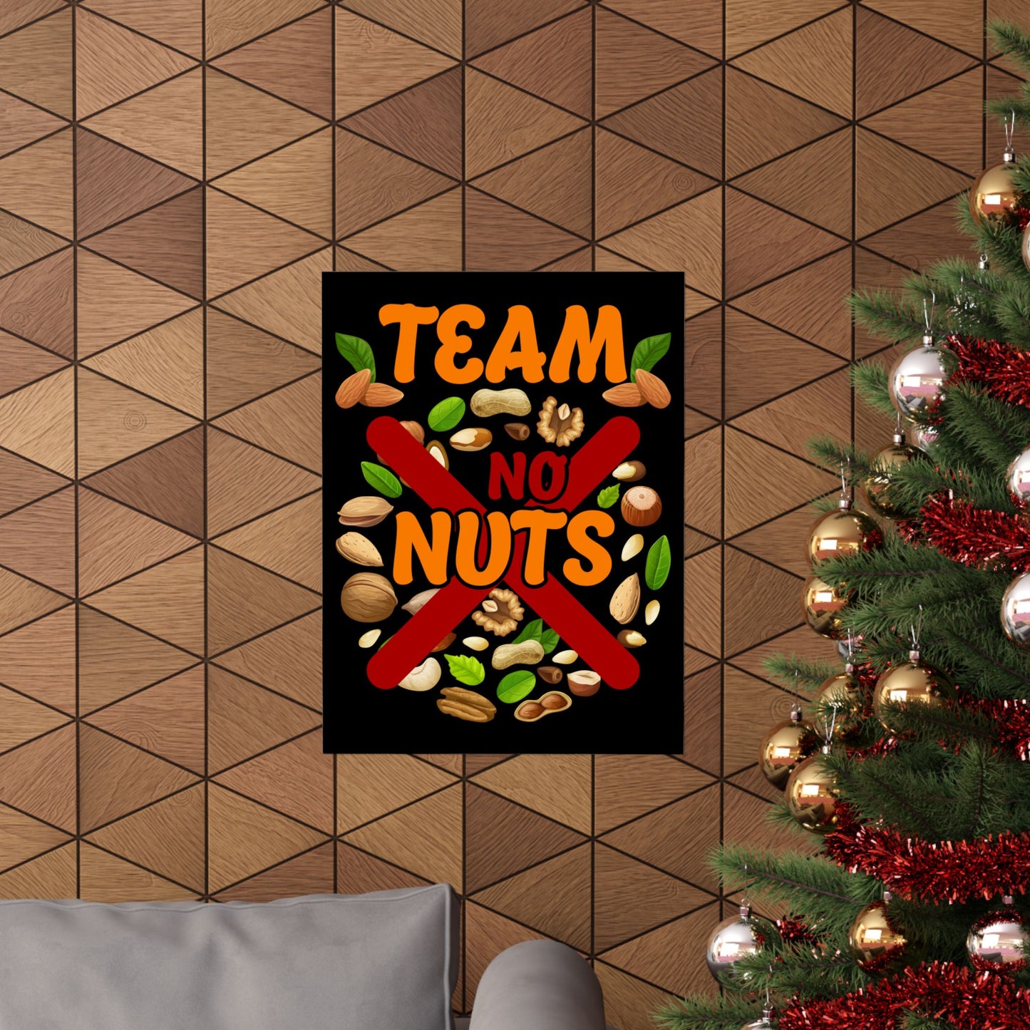 Gender Reveal Team No Nuts Girl Matching Family Baby Party - Wall Art