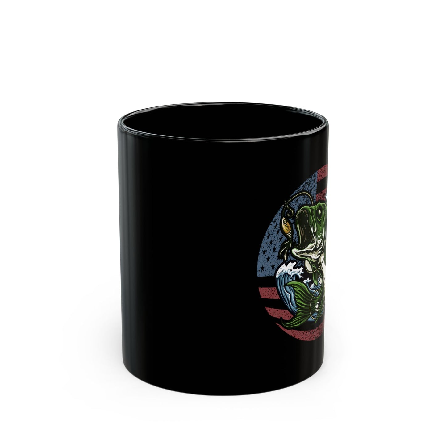 Fishing American Flag Vintage - Black Mug