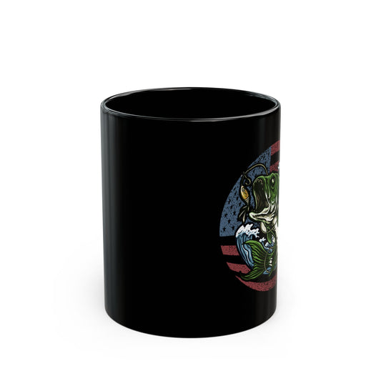 Fishing American Flag Vintage - Black Mug
