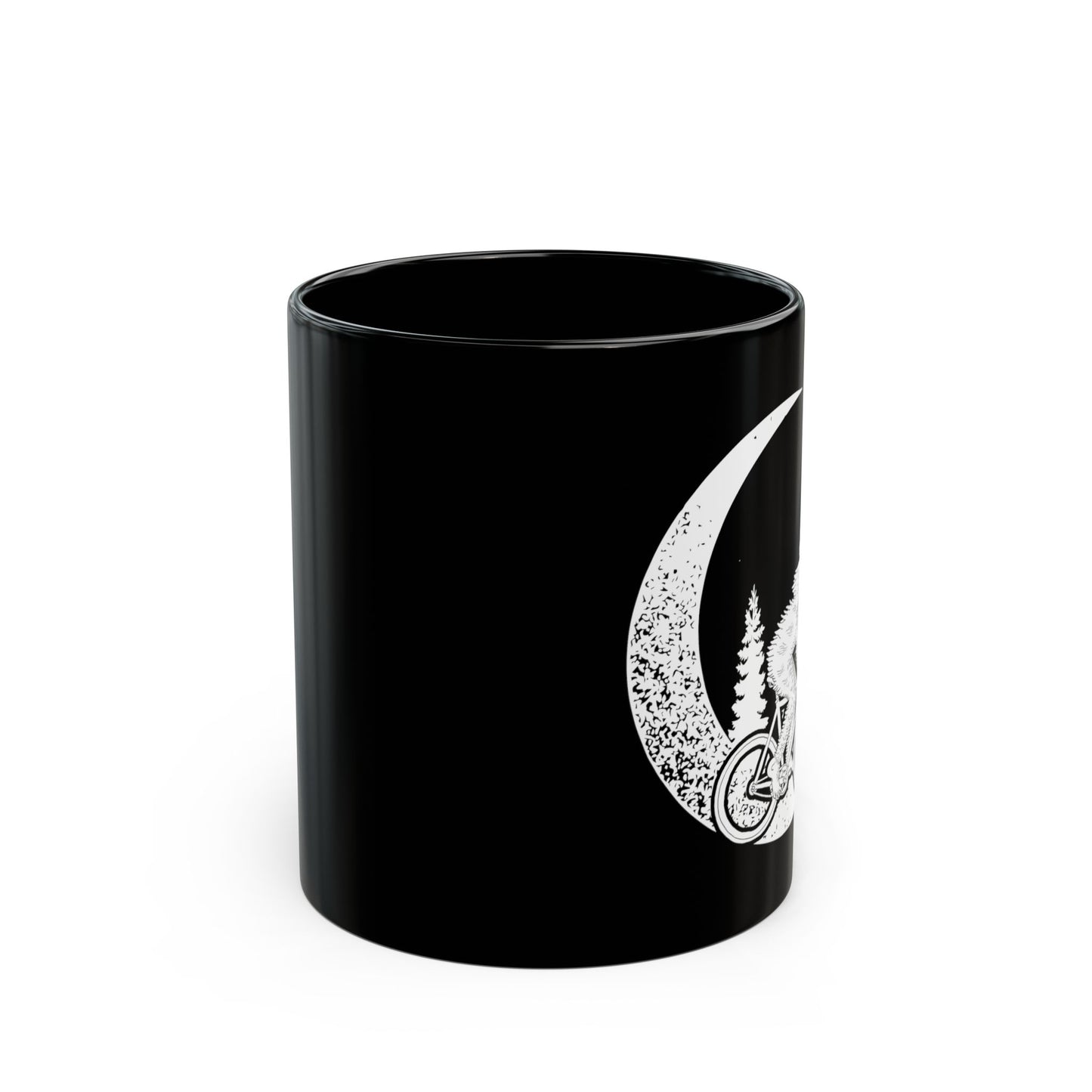 Yeti Riding Moon Bike Halloween Lunar Cycling Bigfoot - Black Mug