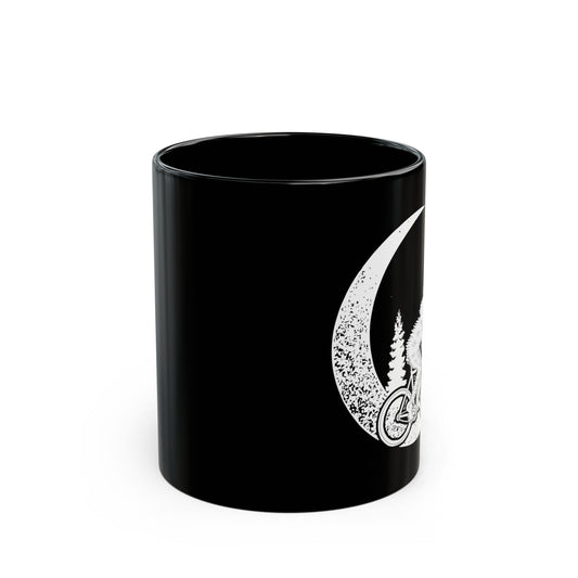 Yeti Riding Moon Bike Halloween Lunar Cycling Bigfoot - Black Mug