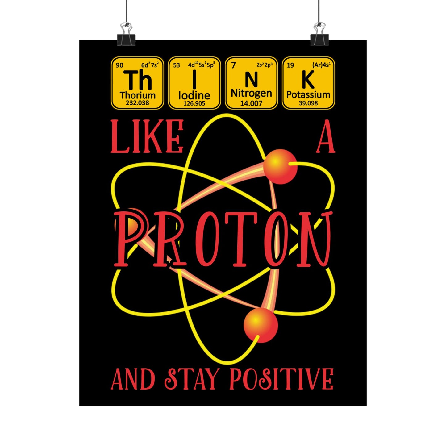 Think Like A Proton And Stay Positive Funny Science - Wall Art