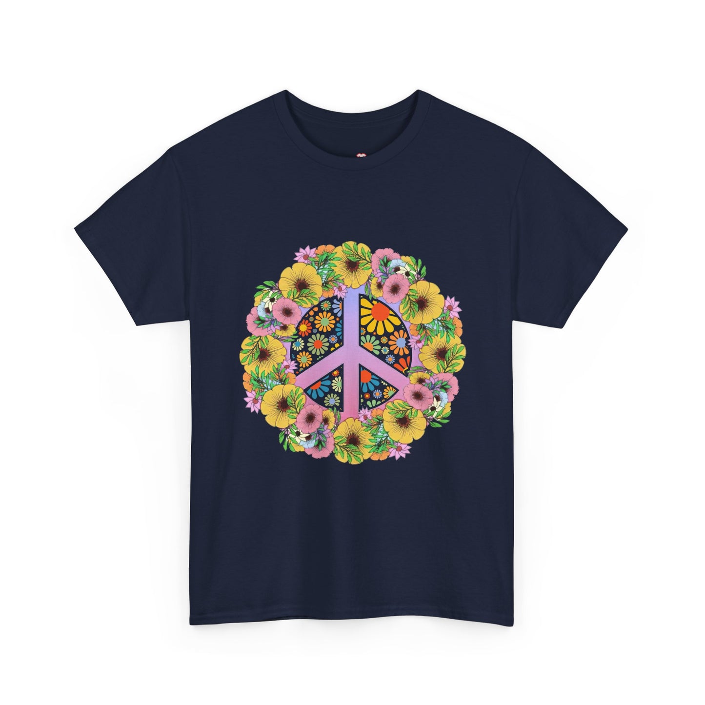 Peace Sign Bright Colorful Flower 60S 70S - Unisex T-Shirt