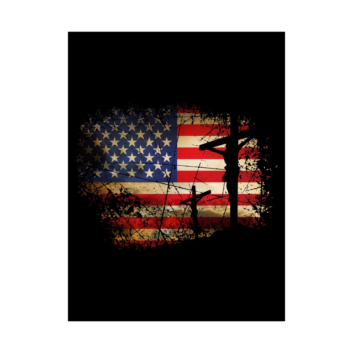 Cross Christ American Flag Pride Hand Christian Lover Gift - Wall Art