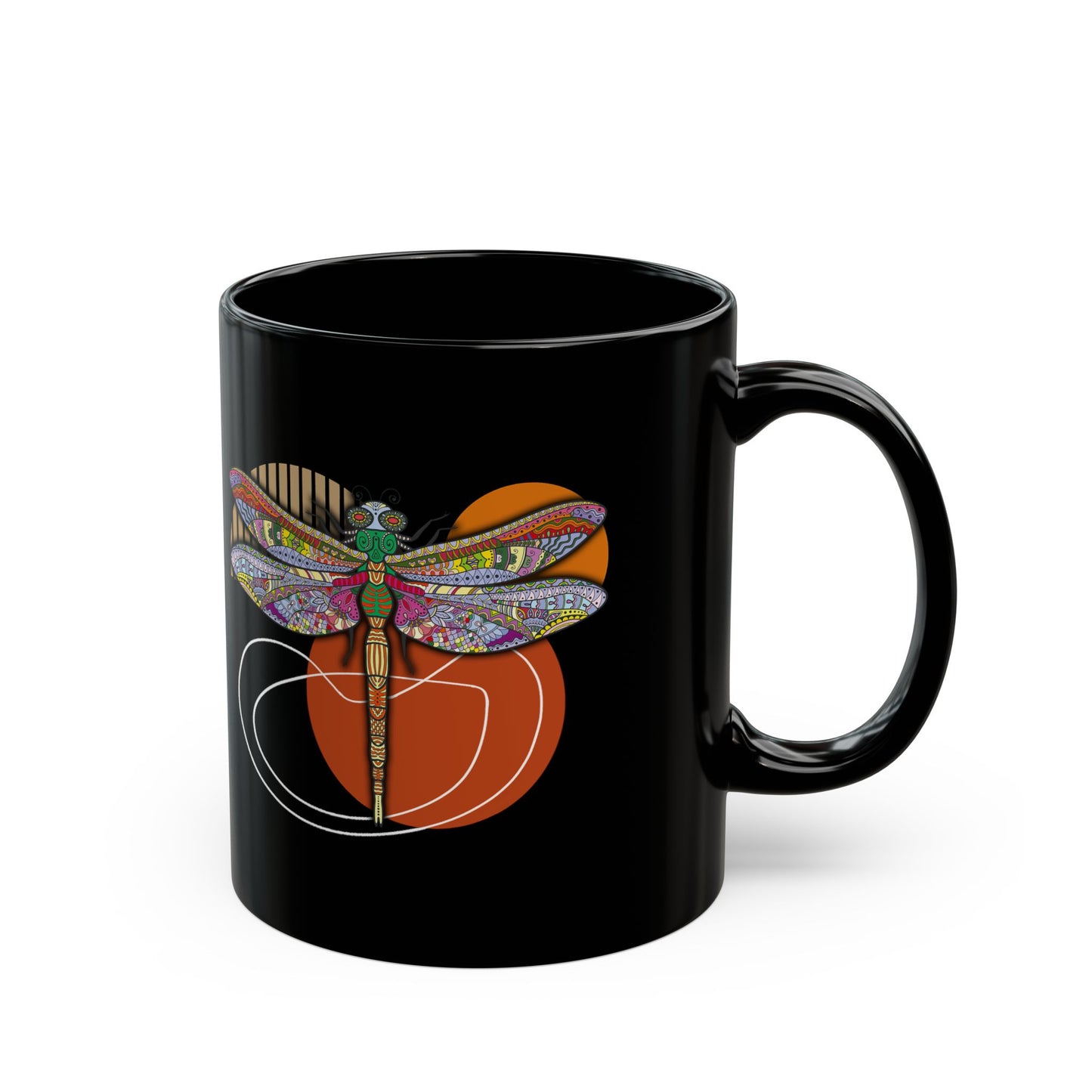 Animal Gift Retro Dragonfly - Black Mug