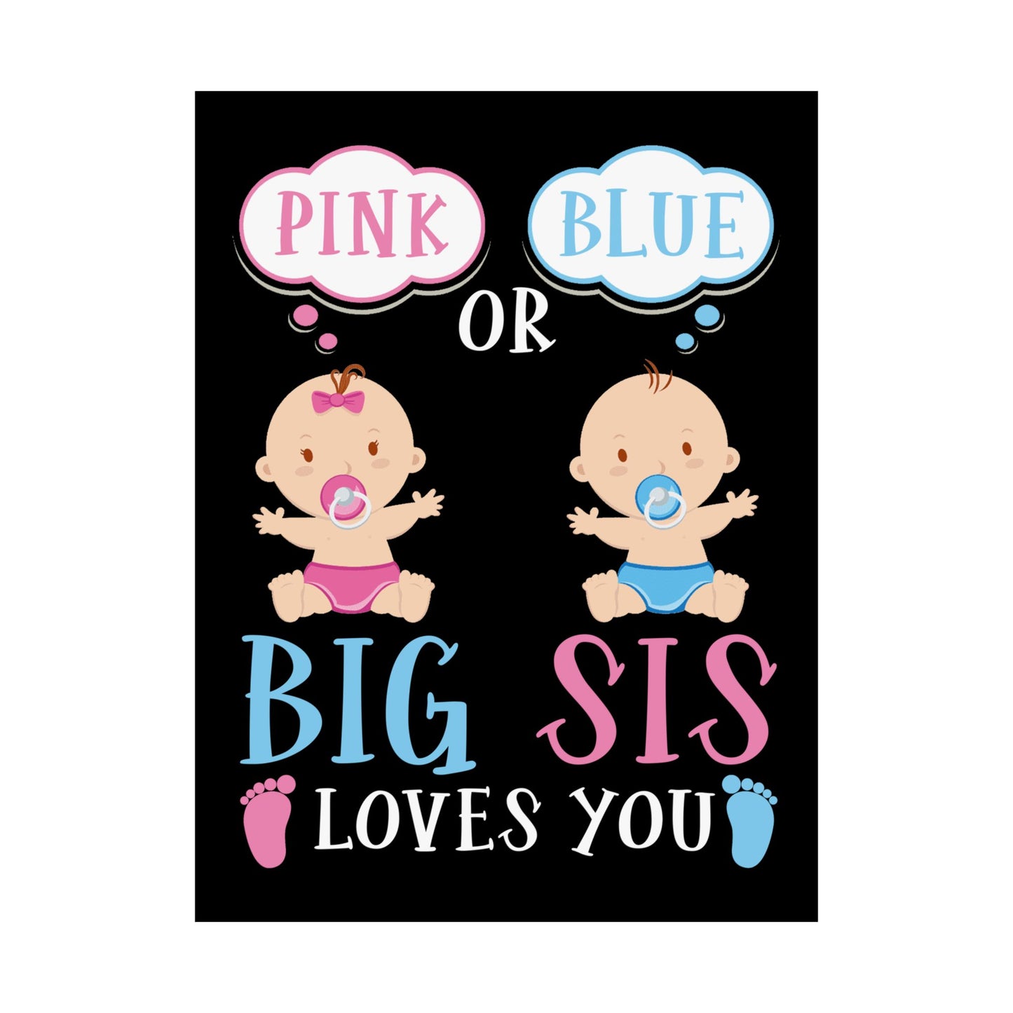 Big Sister Baby Shower Pink Blue - Wall Art