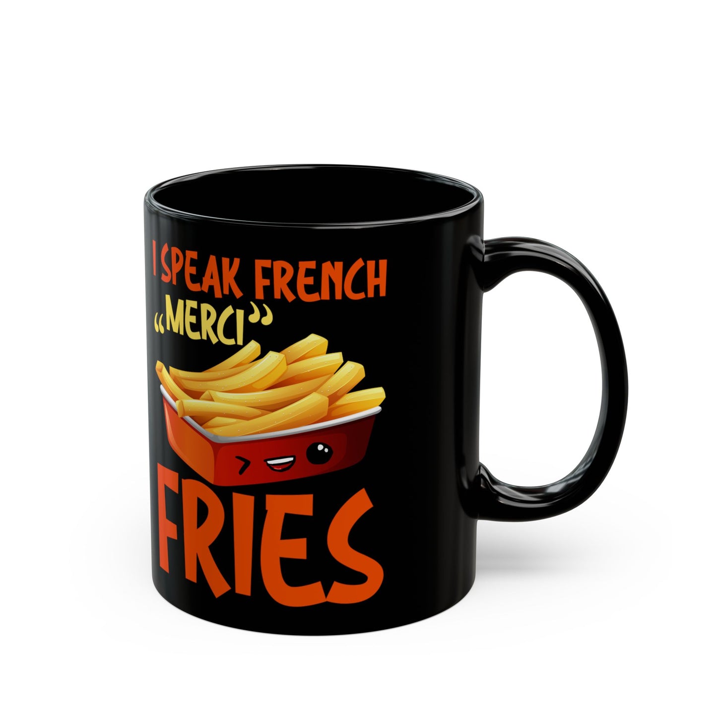 I Speak French Fries Women Cartoon Food Cute Merci - Black Mug