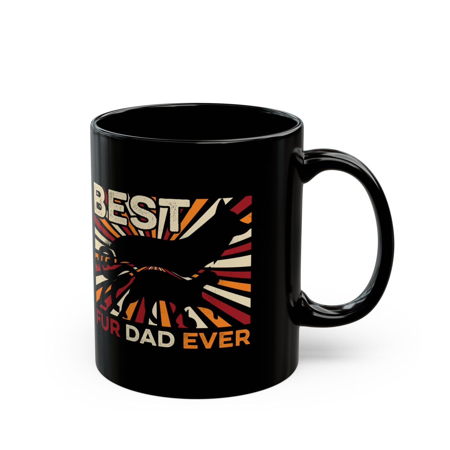 Funny Best Fur Dad Ever Vintage Retro Dog And Cat Owner - Black Mug
