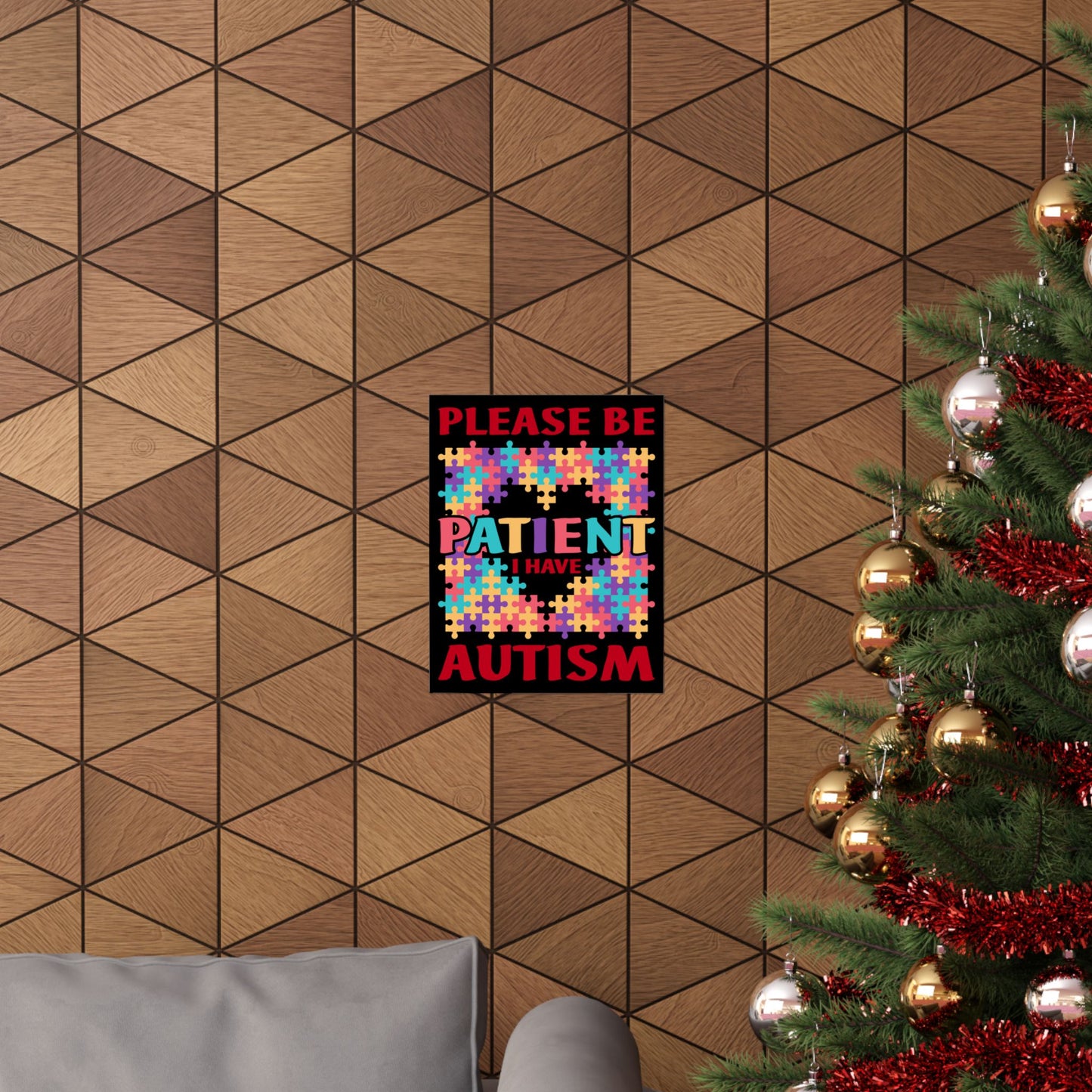 Please Be Patient I Have Autism Puzzle Hand Gift - Wall Art