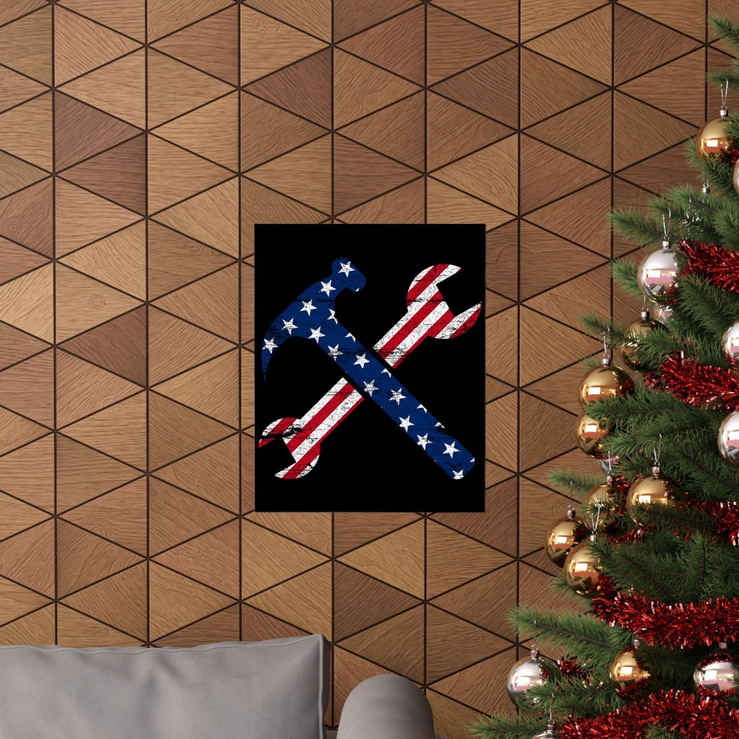 American Flag Ironworker And Tools - Wall Art