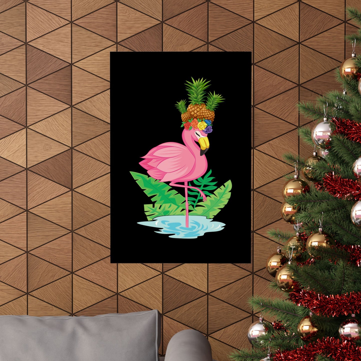 Funny Flamingo Pineapple Pun Lover Gift Pine Mingo - Wall Art