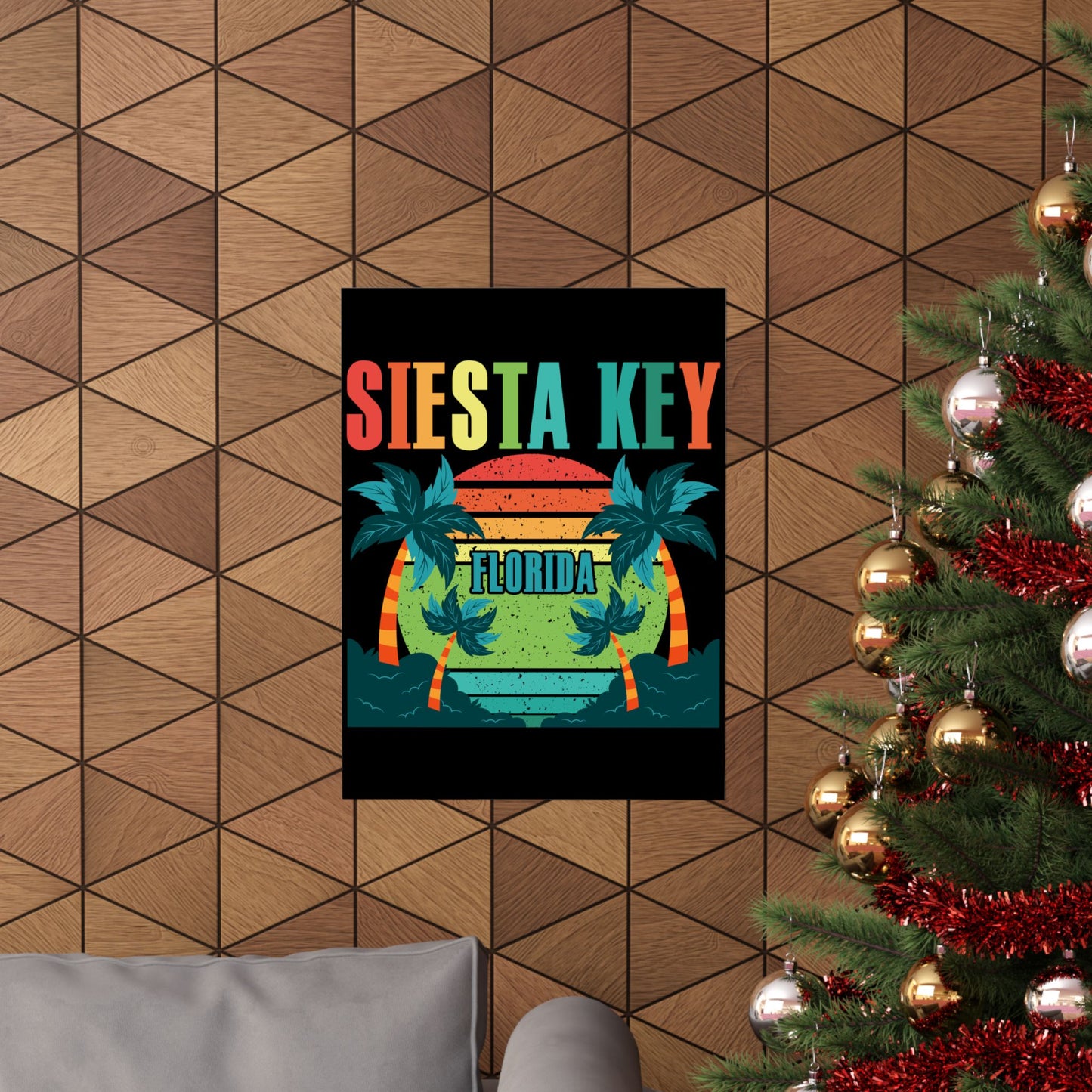 Siesta Key Beach Florida Fl Vintage Vaporwave Retro 80S - Wall Art