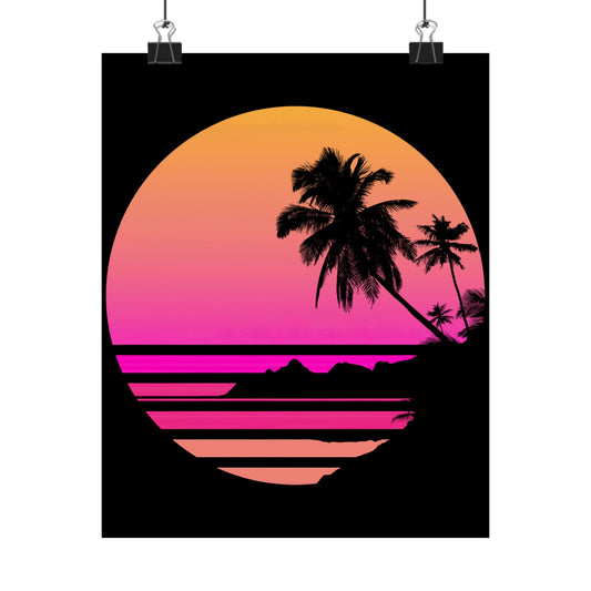 Palm Tree Shirt Tropical Beach Vintage Retro Style 70S 80S - Wall Art