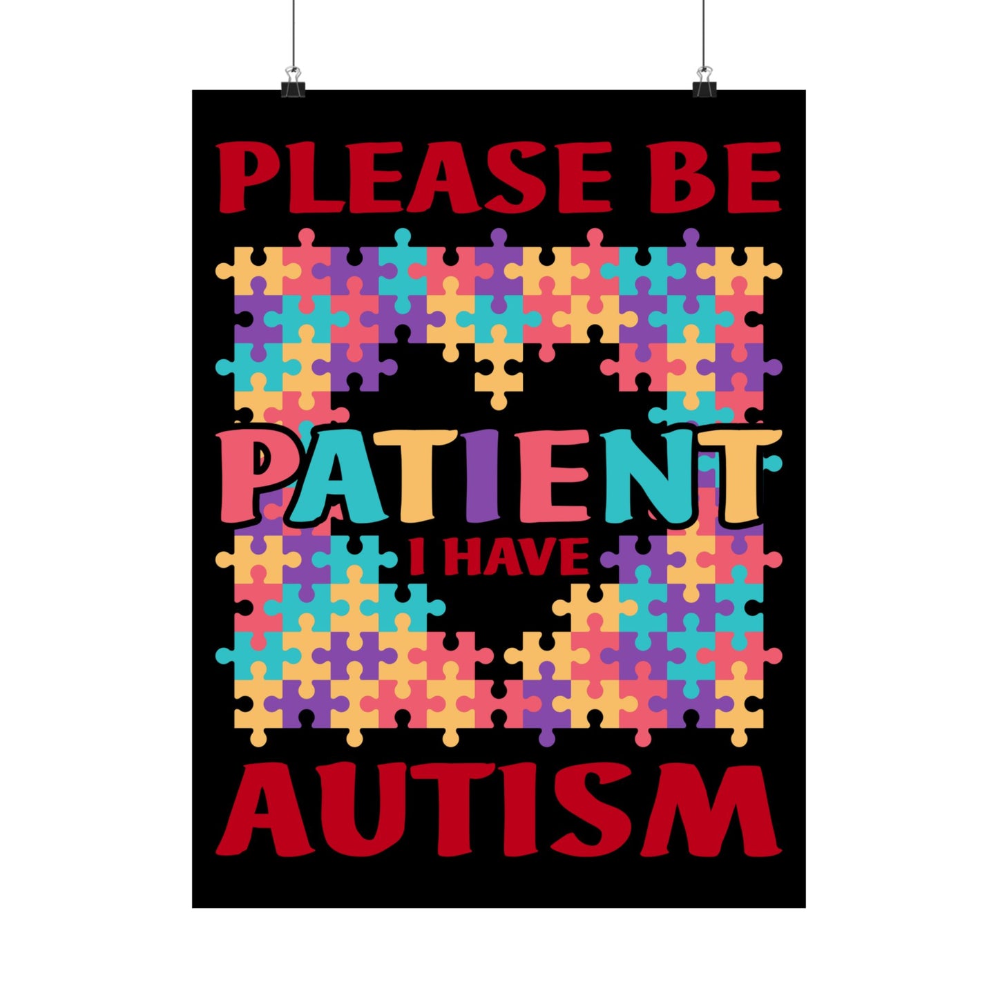 Please Be Patient I Have Autism Puzzle Hand Gift - Wall Art