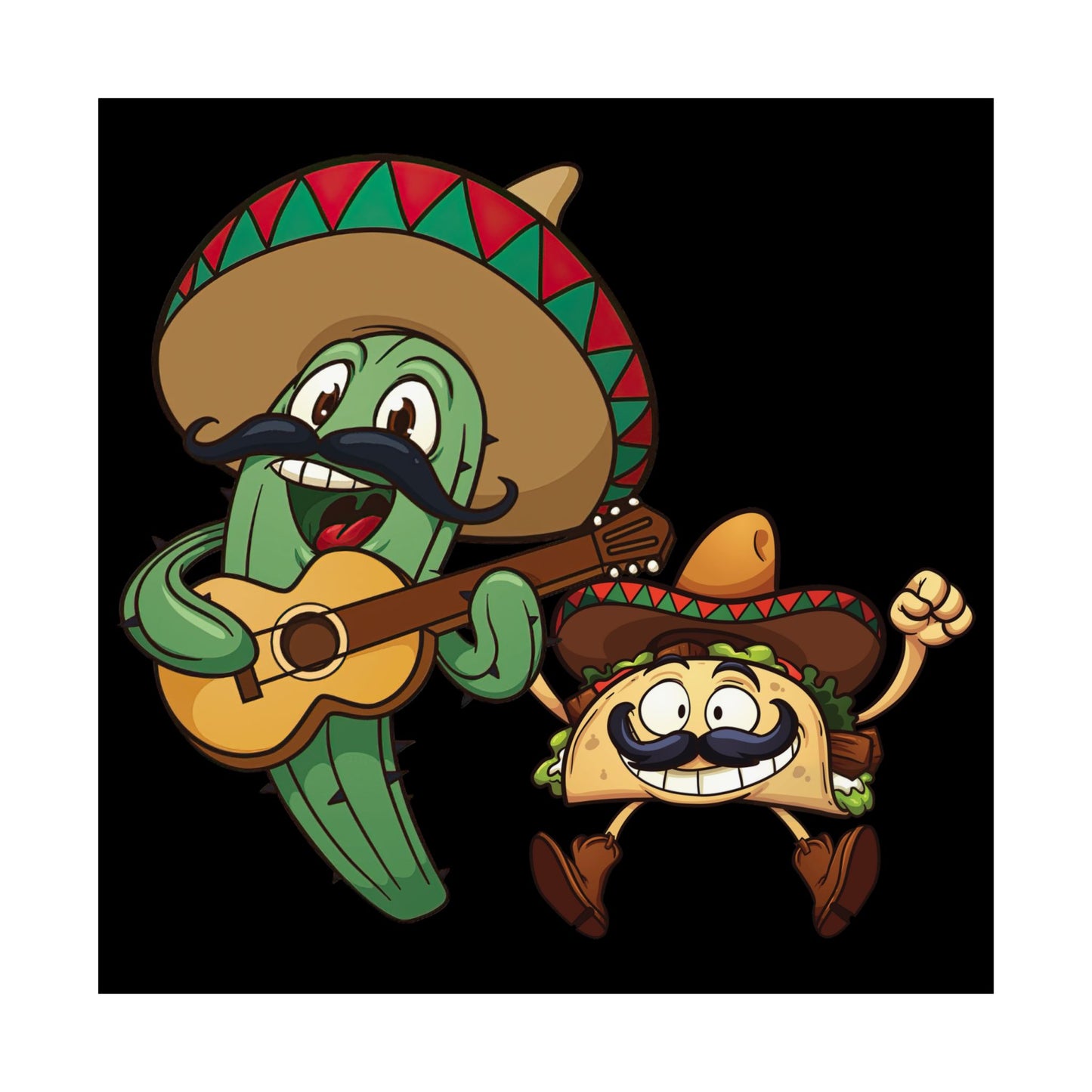 Guitar Mexico Fiesta Cactus Guitarist Sombrero Cinco De Mayo - Wall Art