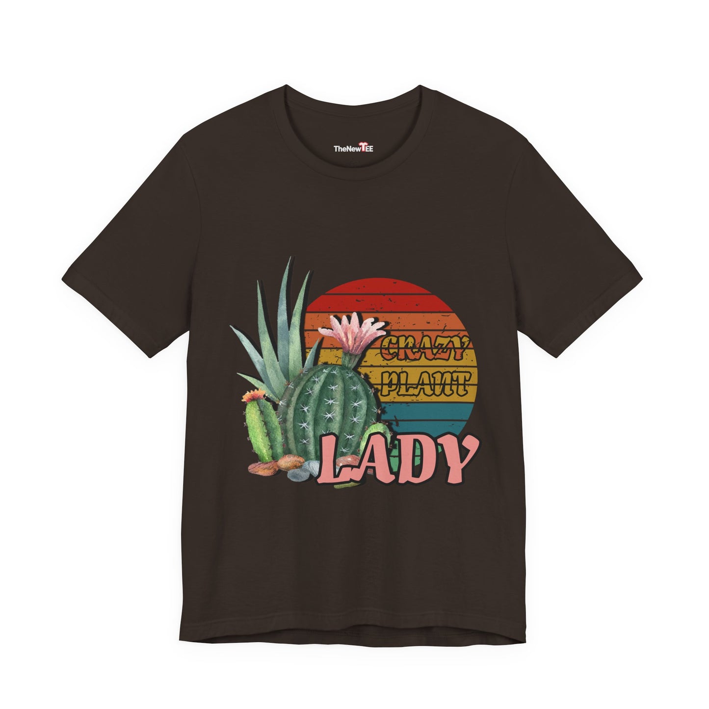 Crazy Plant Lady Cactus Retro Sunset Plant Lover T-Shirt