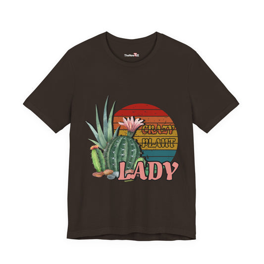 Crazy Plant Lady Cactus Retro Sunset Plant Lover T-Shirt