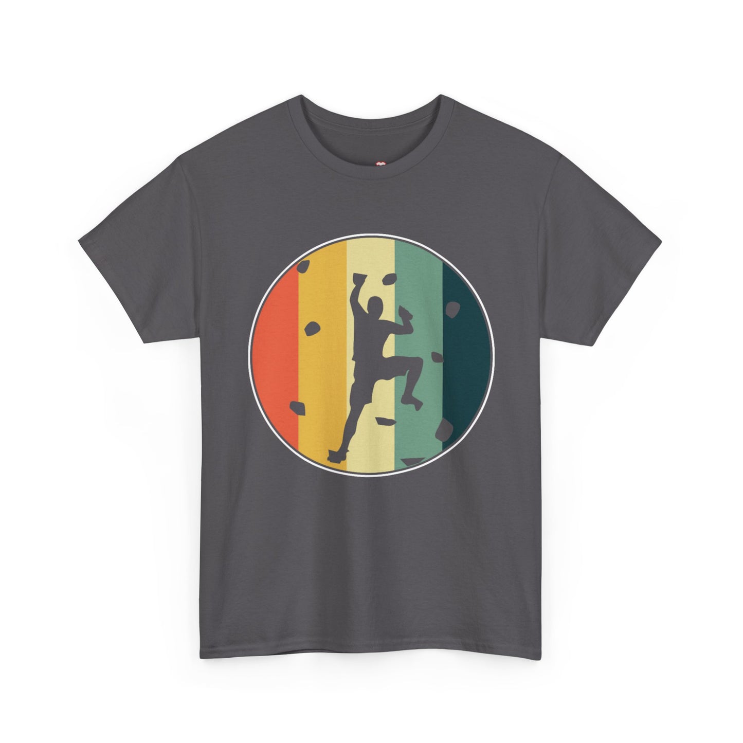 Rock Climbing T-Shirt — Retro Stripe Bouldering Silhouette Tee