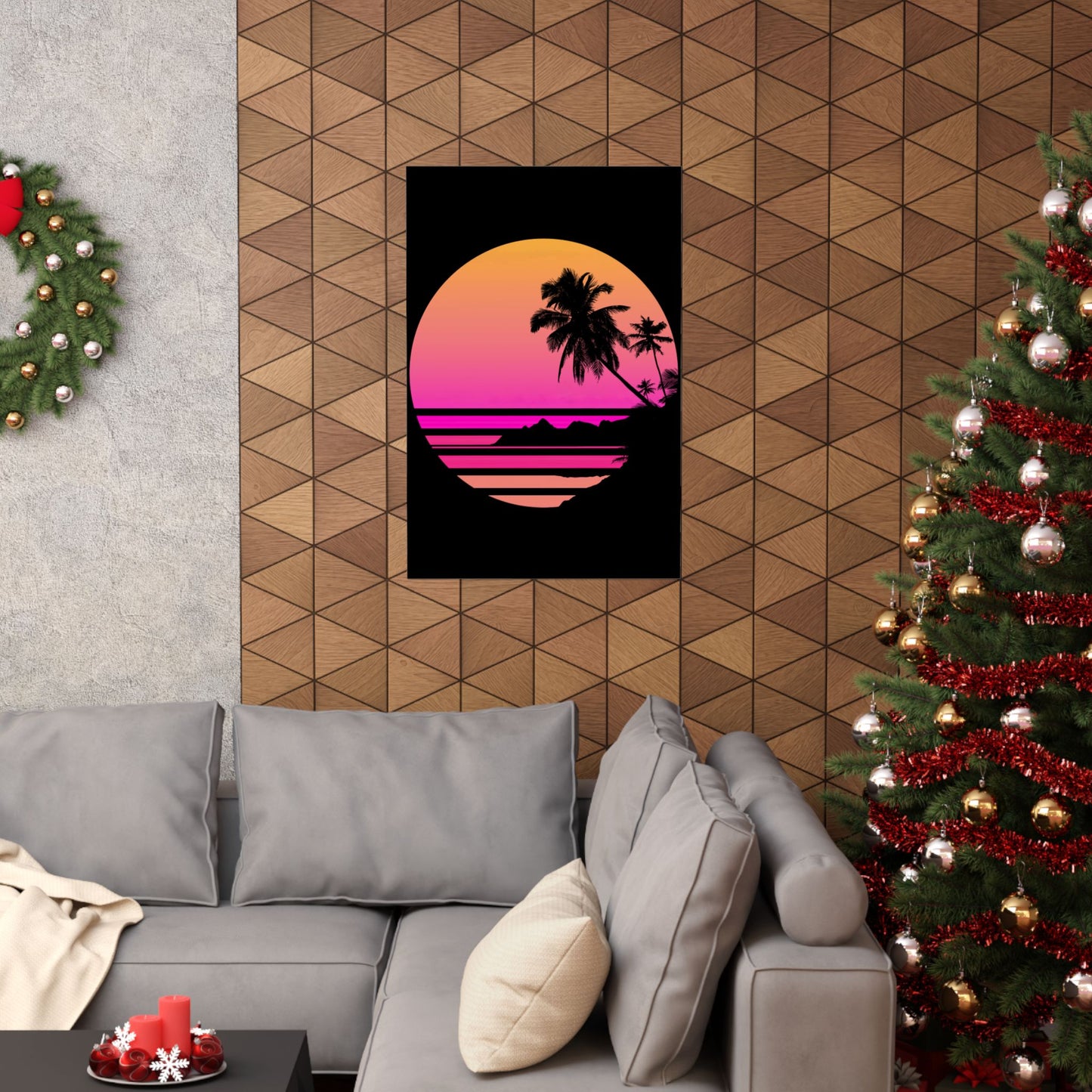 Palm Tree Shirt Tropical Beach Vintage Retro Style 70S 80S - Wall Art