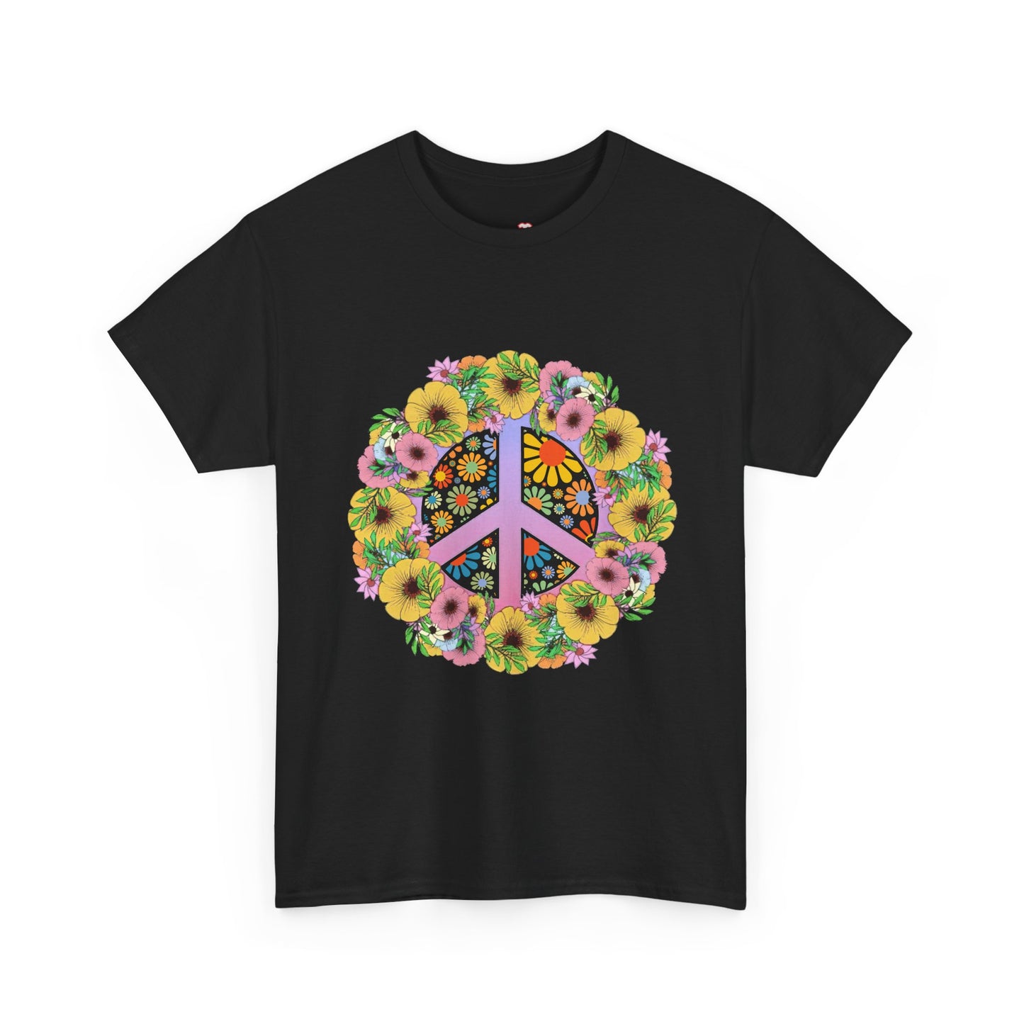 Peace Sign Bright Colorful Flower 60S 70S - Unisex T-Shirt