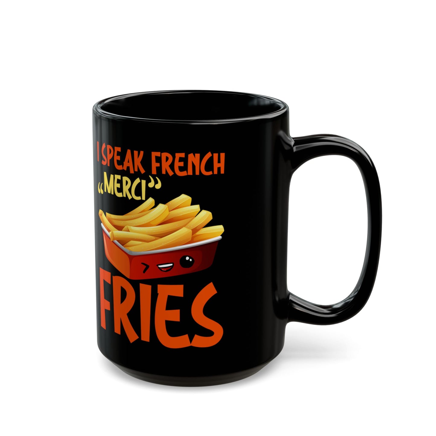 I Speak French Fries Women Cartoon Food Cute Merci - Black Mug