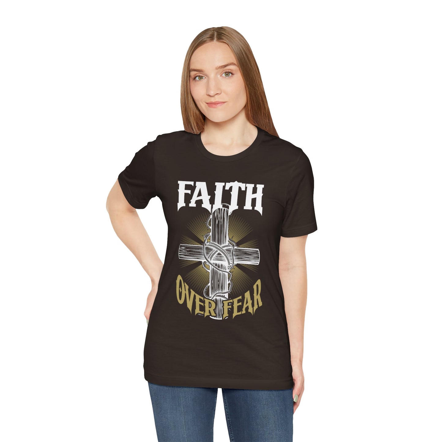 Faith Over Fear T-Shirt — Christian Cross Inspirational Tee