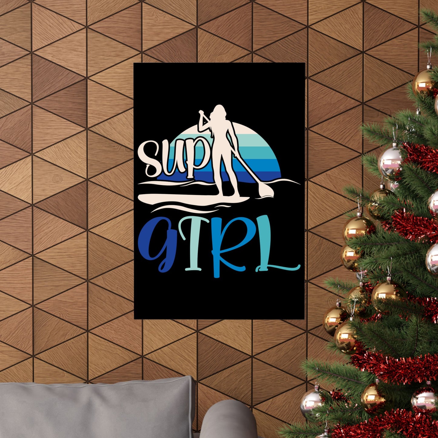 Sup Girl Shirt Stand Up Paddle Boarding Female - Wall Art
