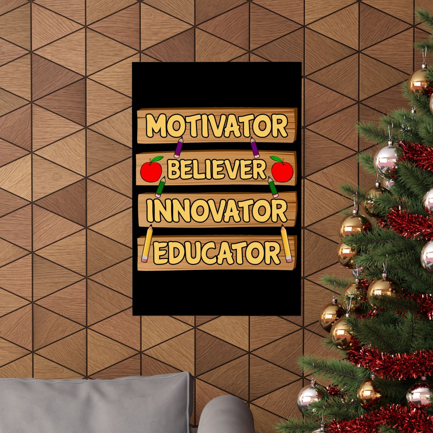 Teacher Motivator Believer Innovator Educator - Wall Art