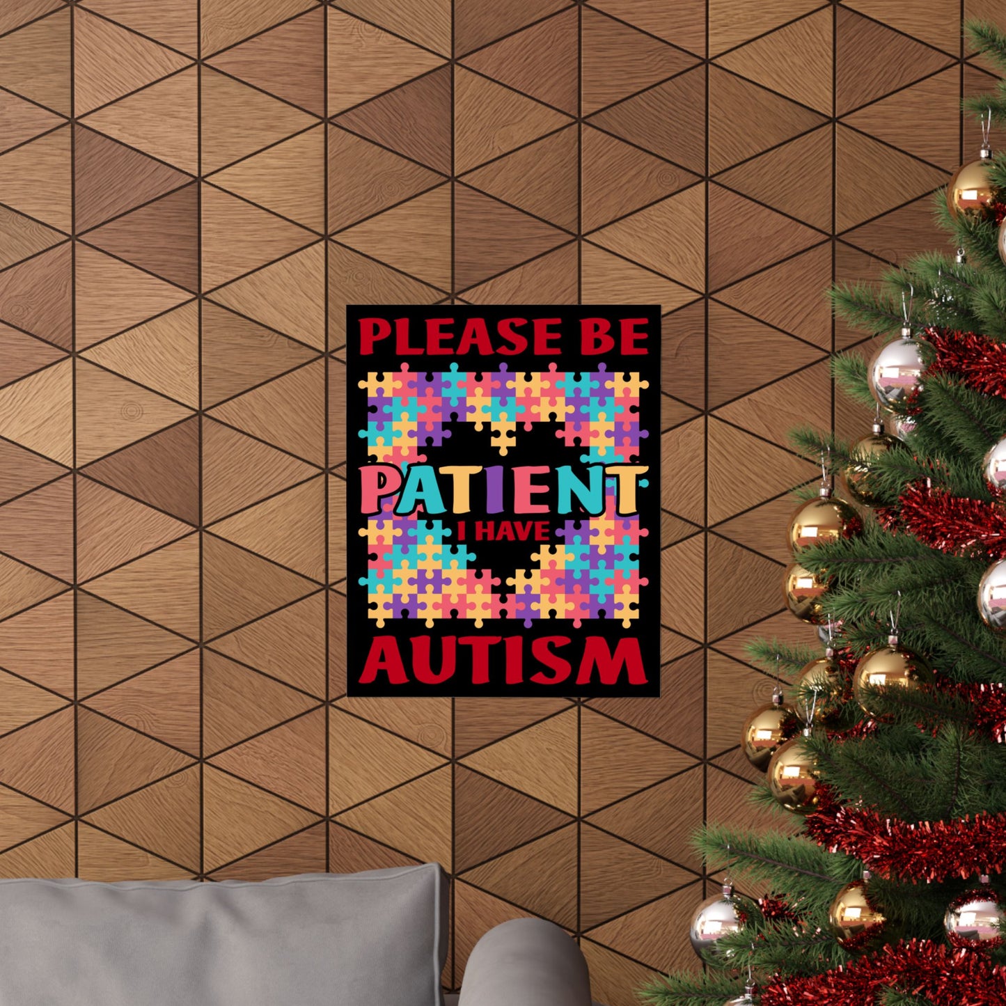 Please Be Patient I Have Autism Puzzle Hand Gift - Wall Art