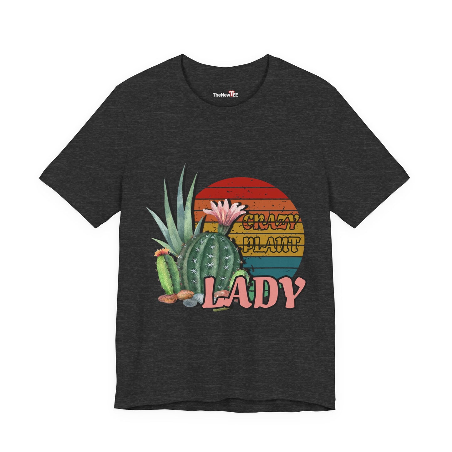 Crazy Plant Lady Cactus Retro Sunset Plant Lover T-Shirt