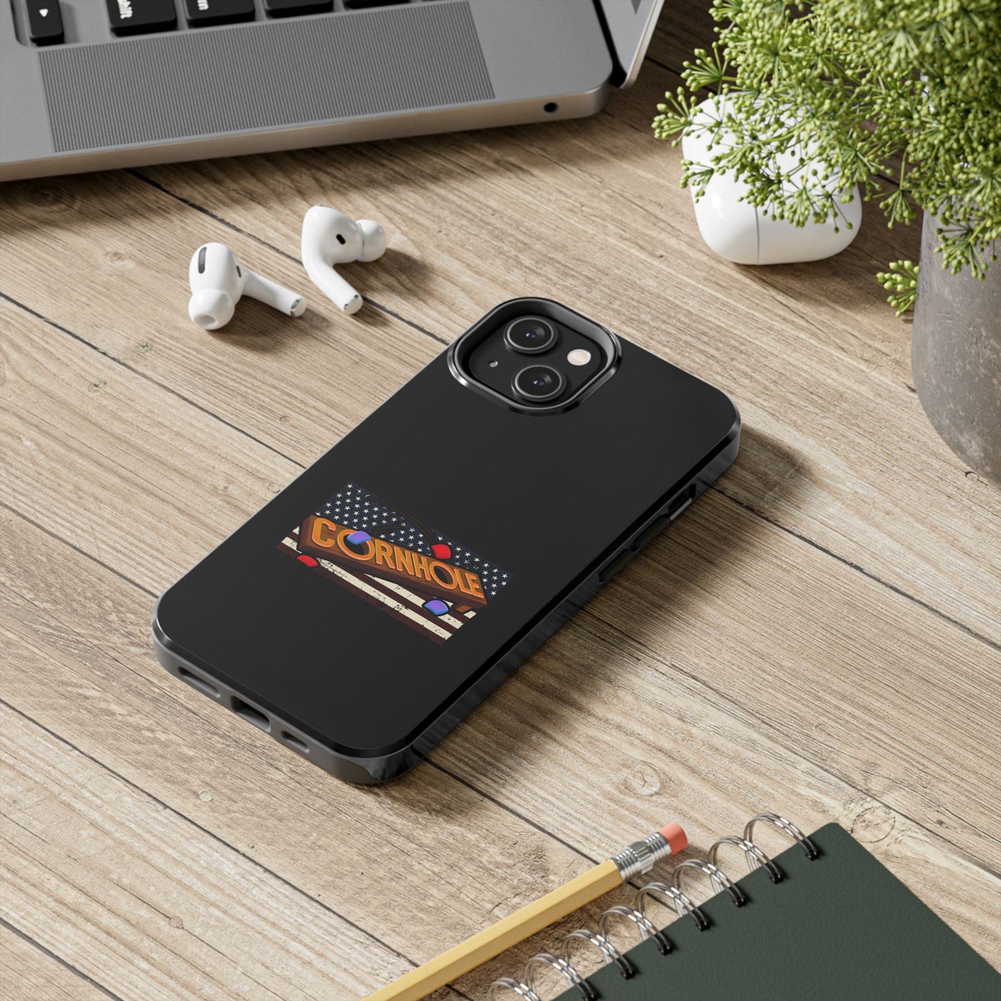 American Flag Cornhole - Rex Valentine Design - Tough Phone Case