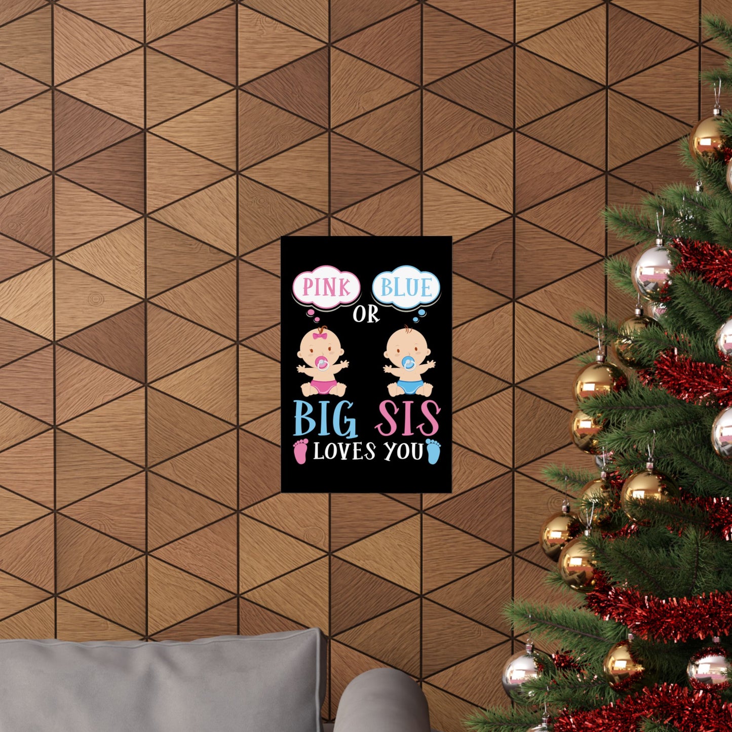 Big Sister Baby Shower Pink Blue - Wall Art